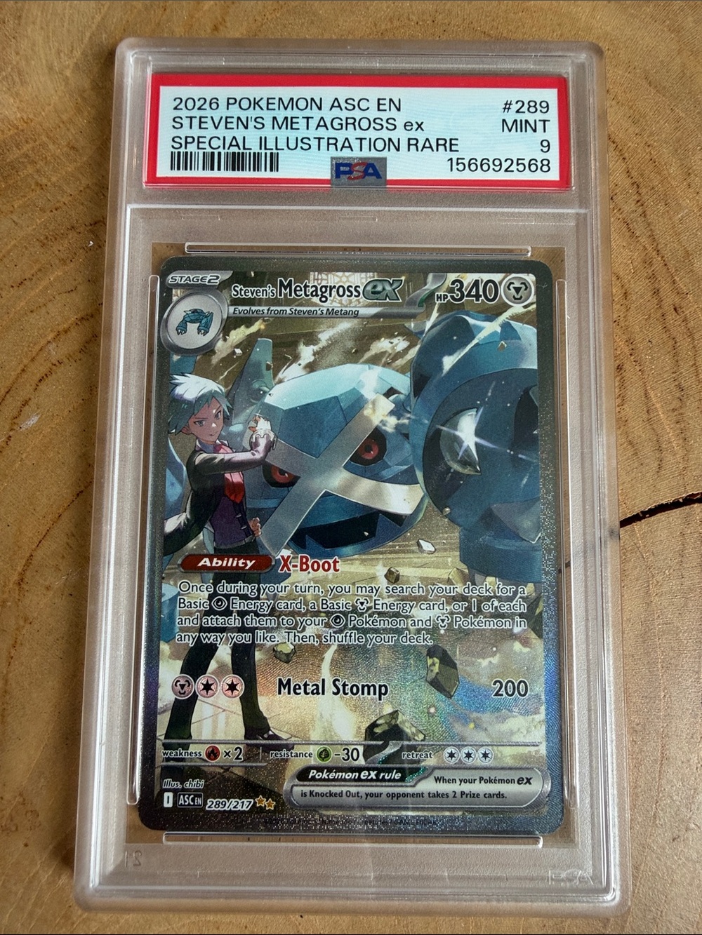 PSA 9 Steven's Metagross ex Pokémon Card - Silver/Blue Holo